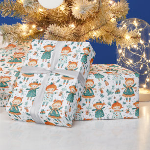 Kute Jul, liten flicka mönster Presentpapper