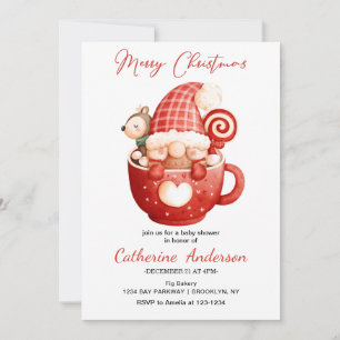 Kute jul Little Gnome i en mugg Baby Shower Inbjudningar