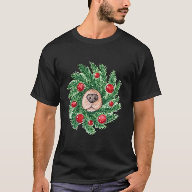 Kute Jul manar Kvinnor hund näsa rolig hund andnin T Shirt (Framsida)