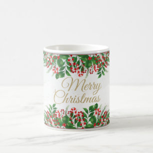 Kute jul med blommigt av rödbär magisk mugg