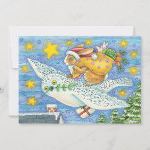 Kute Jul med kanin som Jultomten på Uggla Julkort