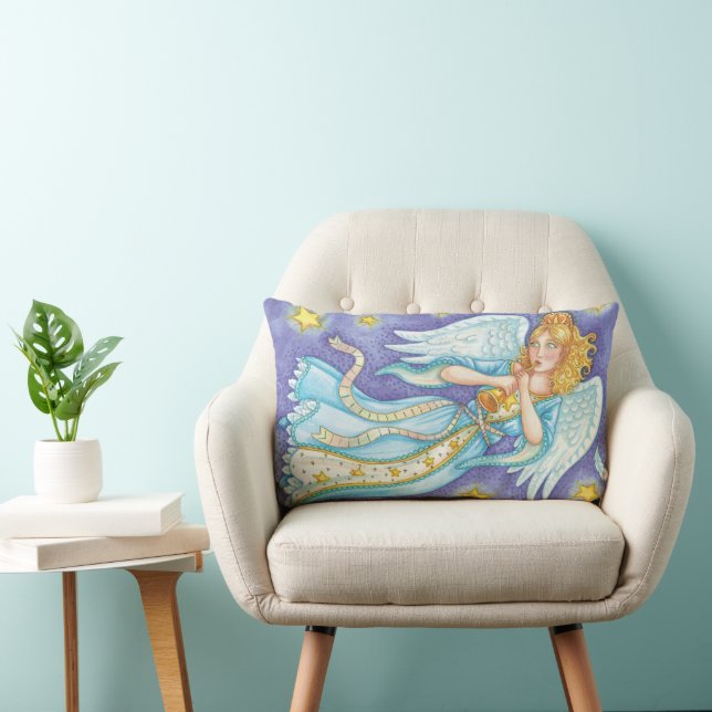 Kute Jul, musician Angel spelar hennes horn Lumbarkudde (Stol)