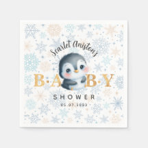 Kute Jul Penguin Baby Shower Napkins