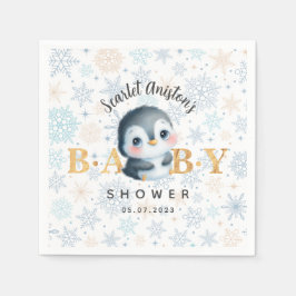 Kute Jul Penguin Baby Shower Napkins Pappersservett