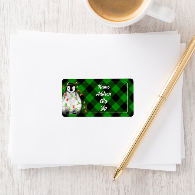 Kute Jul Penguin Festive Arktiska djur Adressetikett (Insitu)