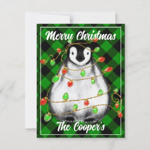 Kute Jul Penguin Festive Arktiska djur Anteckningskort