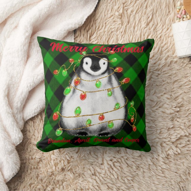 Kute Jul Penguin Festive Arktiska djur Kudde (Filt)