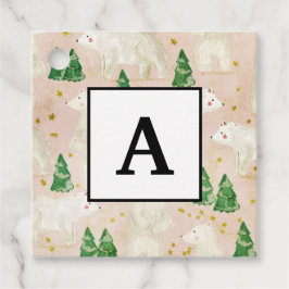 Kute Jul-Polarna Bears i Evergreen Forest Gåvor Etiketter