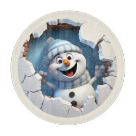 Kute Jul snögubbe genom väggen illustreras