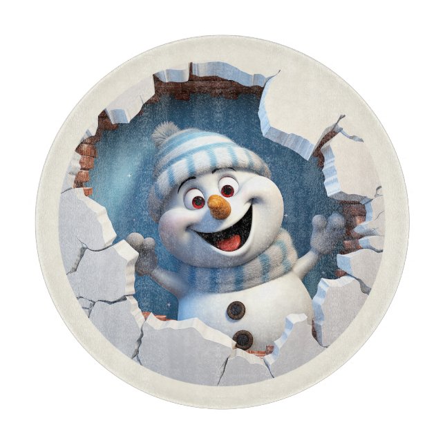 Kute Jul snögubbe genom väggen illustreras (Framsidan)