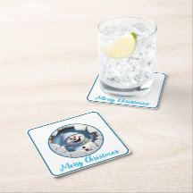 Kute Jul snögubbe genom väggen illustreras