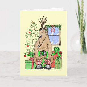 Kute Jul - Sömnig Reindeer Wrapping-presenter Helgkort