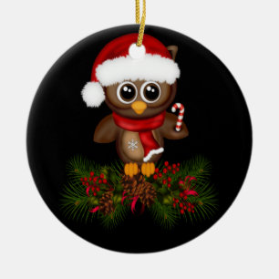 Kute jul Uggla på Gräs Gren Ornamet Julgransprydnad Keramik