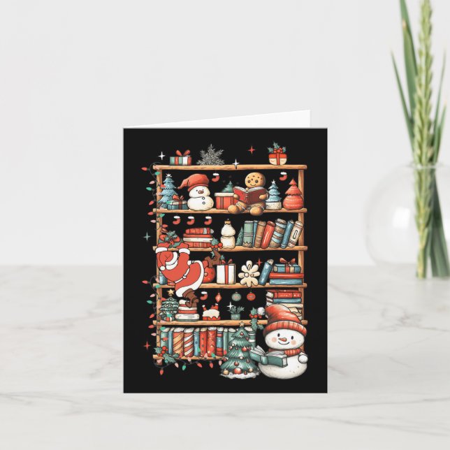 Kute Julbokshelf Santa Reading Bokar Ginge Kort (Framsida)