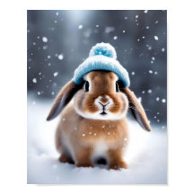 Kute julbunny i en Bobble Hat OWN ART