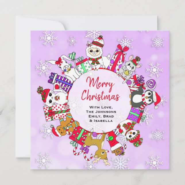Kute Juldjur Festive Anpassningsbar Kort (Framsida)