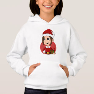 Kute Julflicka med brunt hår T Shirt
