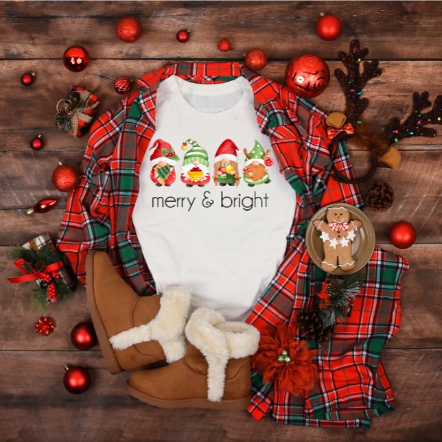 Kute Julgrnomes Merry & Bright T-Shirt (Skapare uppladdad)