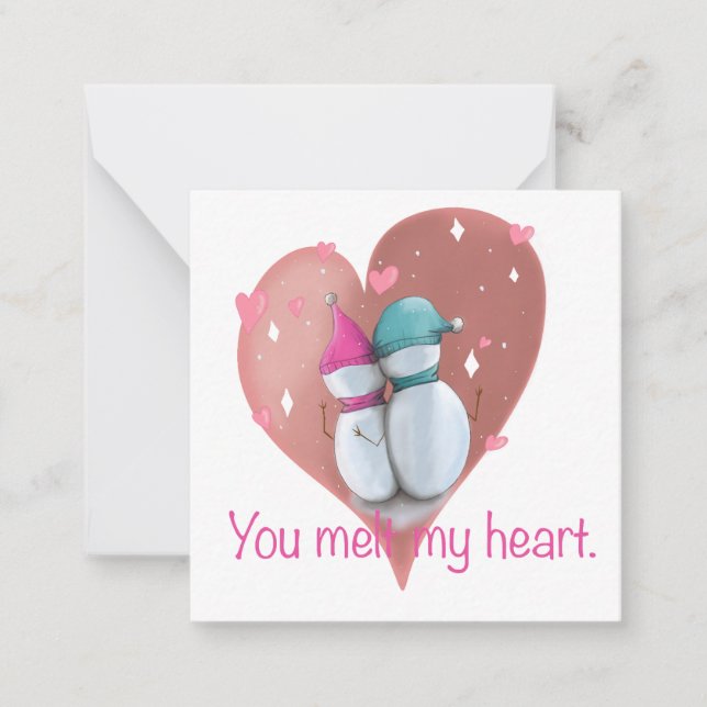 Kute julkort. Snögubbe julkort. Anteckningskort (Framsida)