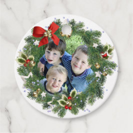 Kute Julkrans Foto Ram Helgdag Gift Märkre Gåvor Etiketter