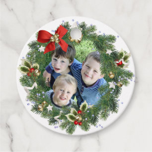 Kute Julkrans Foto Ram Helgdag Gift Märkre Gåvor Etiketter