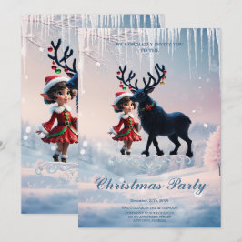 Kute Jullef och mörk renar. Inbjudningar