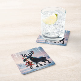 Kute Jullef och mörk renar. Underlägg Papper Kvadrat