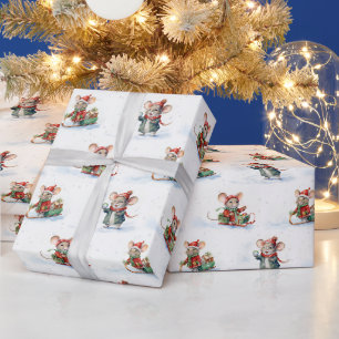 Kute Julmöss i Snöflingor Presentpapper