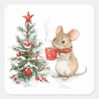 Kute julmunsstickers fyrkantigt klistermärke