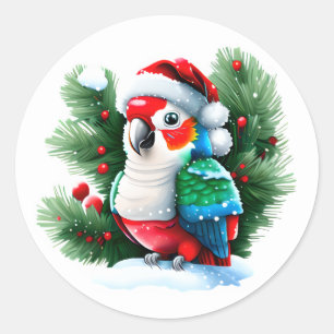 Kute Julparrot Runt Klistermärke