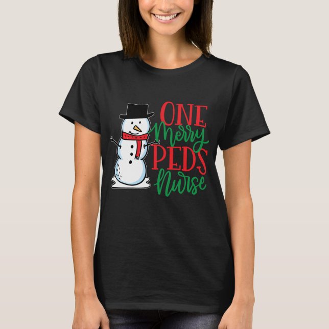 Kute JulPEDS Nurse - Pediatriska Snögubbe Nurs T Shirt (Framsida)