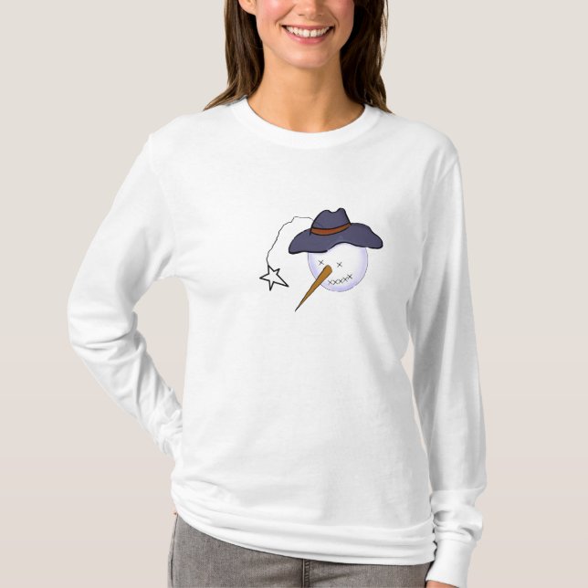Kute Julprimitiv Snögubbe T Shirt (Framsida)