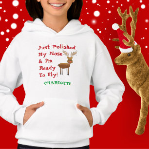 Kute julrenar, Barnets Namn Hoodie T Shirt