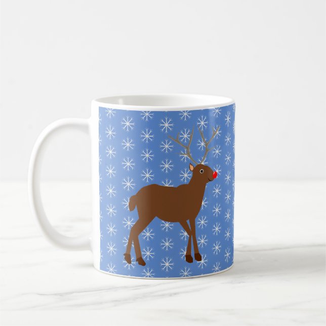 Kute julrenar med röd näsa kaffemugg (Vänster)