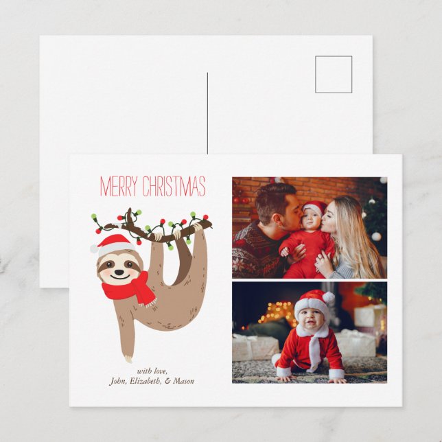 Kute Julslott 2 Photo Collage Helg Vykort (Fram/baksida)