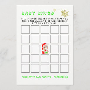 Kute jultomten Baby Baby Shower Bingo Game Inbjudningar