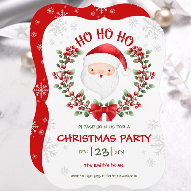Kute Jultomten, inbjudan till julfest (Cute Santa Claus Christmas Party Invitation)