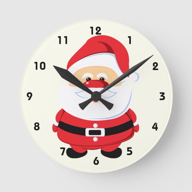 Kute Jultomten juldesign Rund Klocka (Framsida)