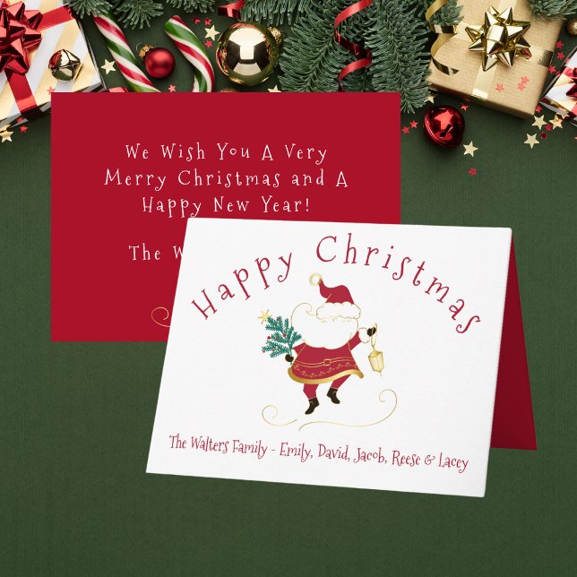Kute jultomten med Namn Kort (Cute Christmas Santa with Family Names Card)