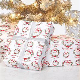 Kute jultomten Wrapping Papper Namn Text Presentpapper
