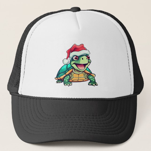 Kute Julturtle med Santa Hat Keps (Framsida)