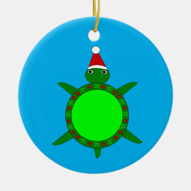 Kute Julturtle med Snäckan Flowery Julgransprydnad Keramik (Framsidan)