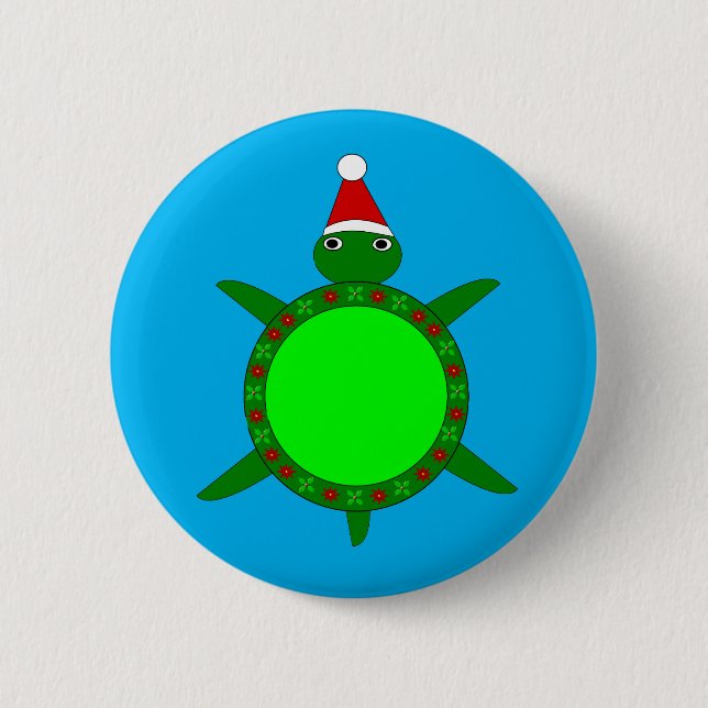 Kute Julturtle med Snäckan Flowery Knapp (Framsida)
