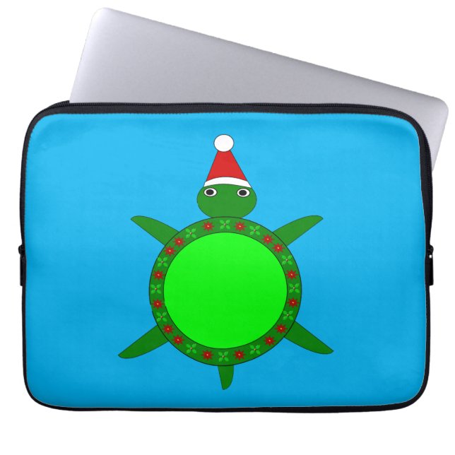 Kute Julturtle med Snäckan Flowery Laptop Fodral (Framsidan)
