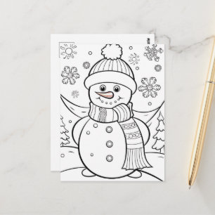 Kute Julungar som färgar Snögubbe Vykort