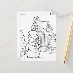 Kute Julungar som färgar Snögubbe Vykort
