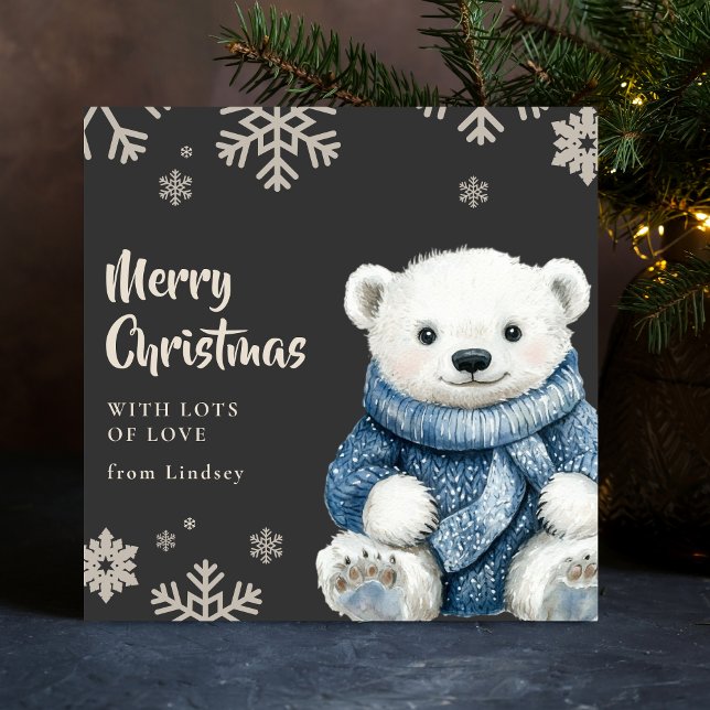 Kute Julvitbjörn med mysigt sötningsmedel Julkort (Cute Christmas White Bear with cozy sweater Holiday Card)