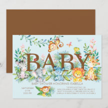 Kute Jungle Animals Boys Babyduschinbjudan