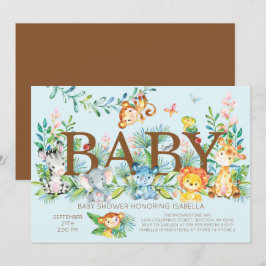 Kute Jungle Animals Boys Babyduschinbjudan Inbjudningar