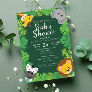 Kute Jungle Critters Baby Shower-inbjudan Inbjudningar